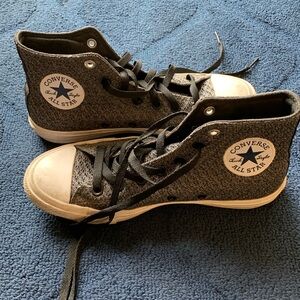 Converse black gray white high tops